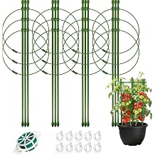 5 Packs Tomato Cages for Garden Cherry Tomato Cage Plant Support Structures, Vegetables Climbing Plants Plant Trellis for Climbing Vegetable Metal 18" with 1 Twist Tie 10 Plant Clip