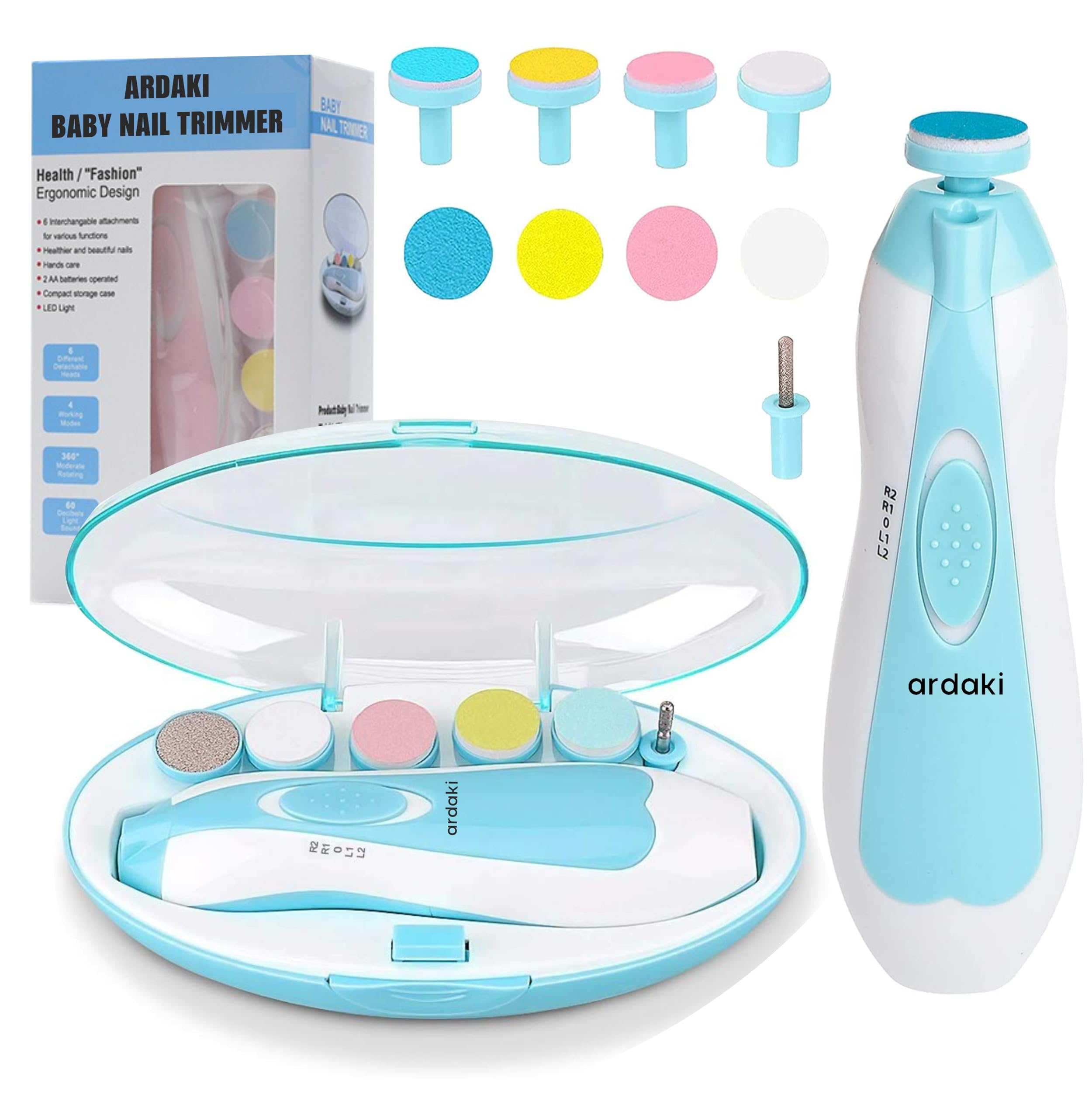 ARDAKI Baby Nail Trimmer New Born Baby & Mother Electric Nail Trimmer Filer Cum Manicure Set Safe Effective for Baby/Kid, Nail Filer and Grinder Set Multiple Filing Head Manicure Set