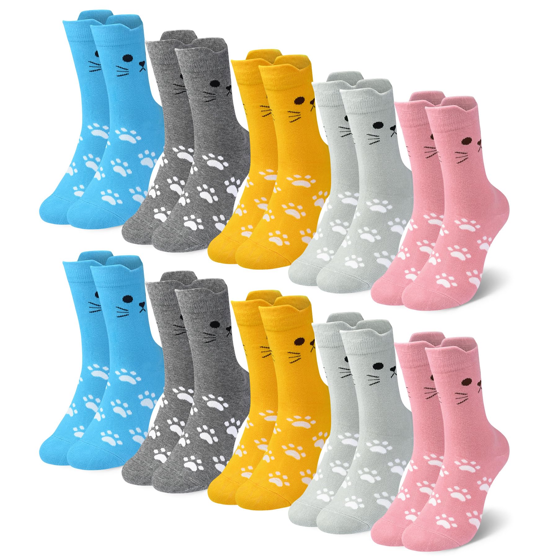 Falechay 10 Paar Socken Damen 39-42 35-38 Sportsocken für Damen Mehrfarbig Mit Streifen Punkte Damensocken Baumwollesocken