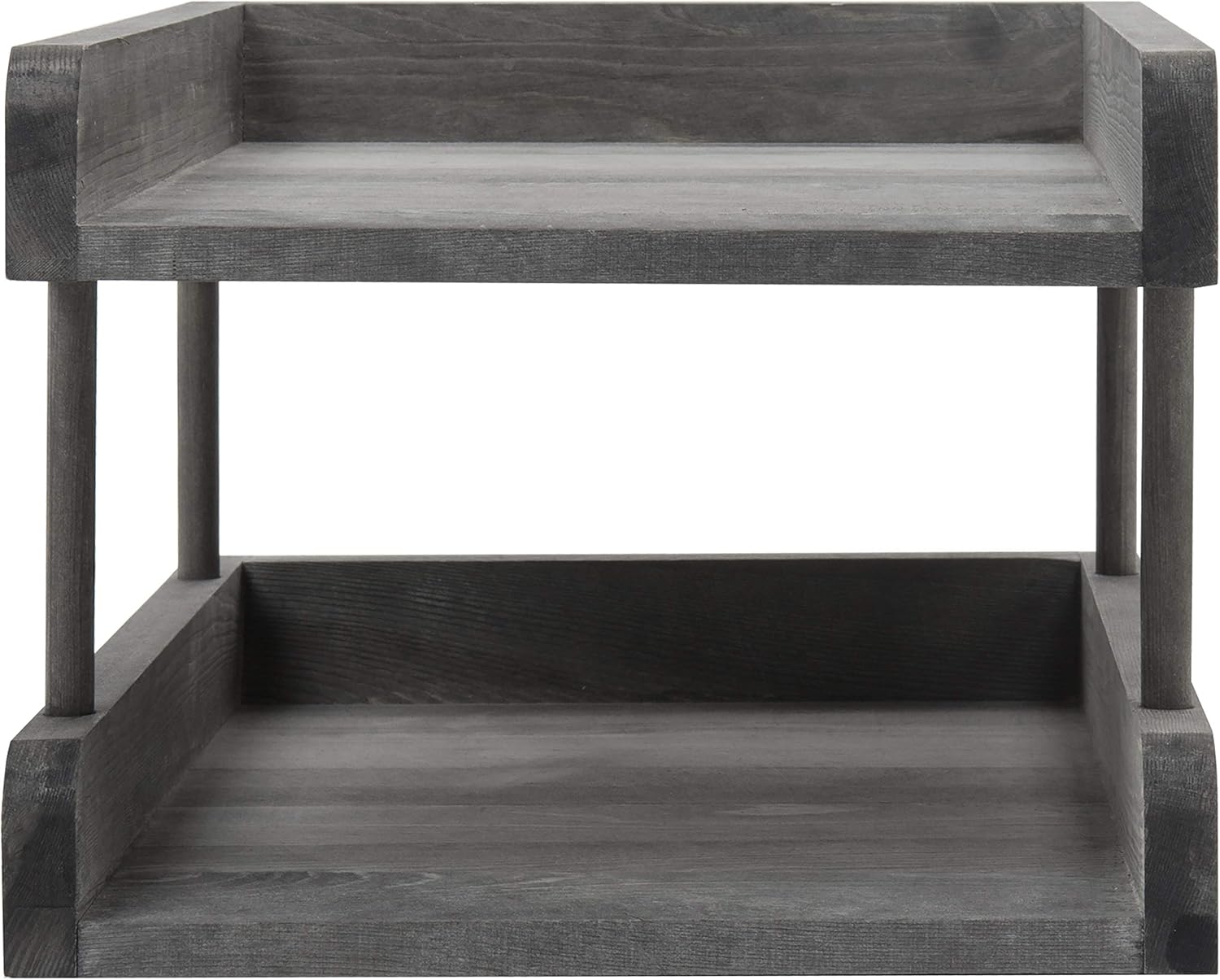 MyGift 2-Tier Rustic Gray Wood Paper File Organizer in and Out Tray/Office Desktop Document Holder Rack