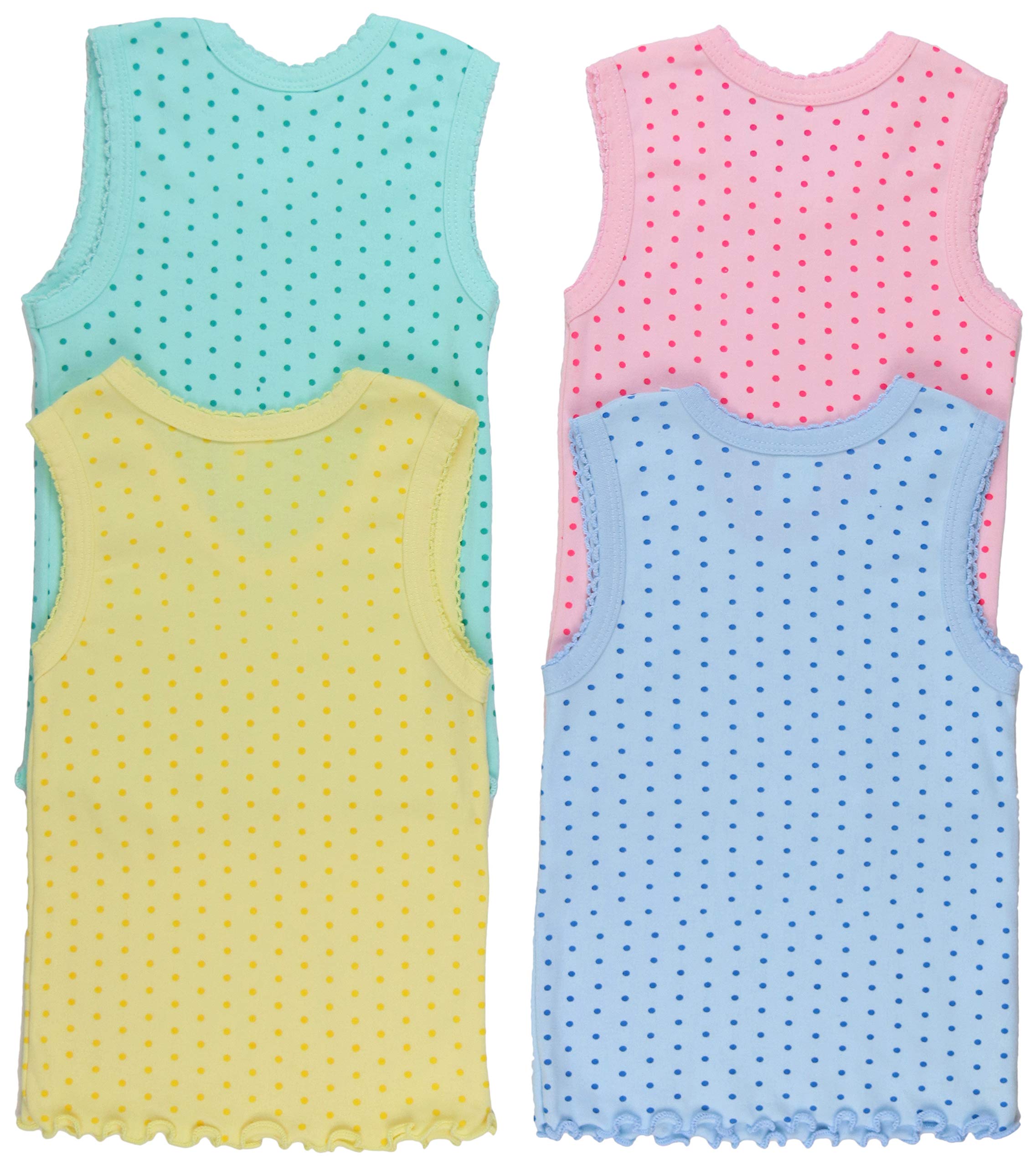 ToBeInStyle paquete de 4 camisetas sin mangas de algodón con volantes para niña - Amarillo - 4 años