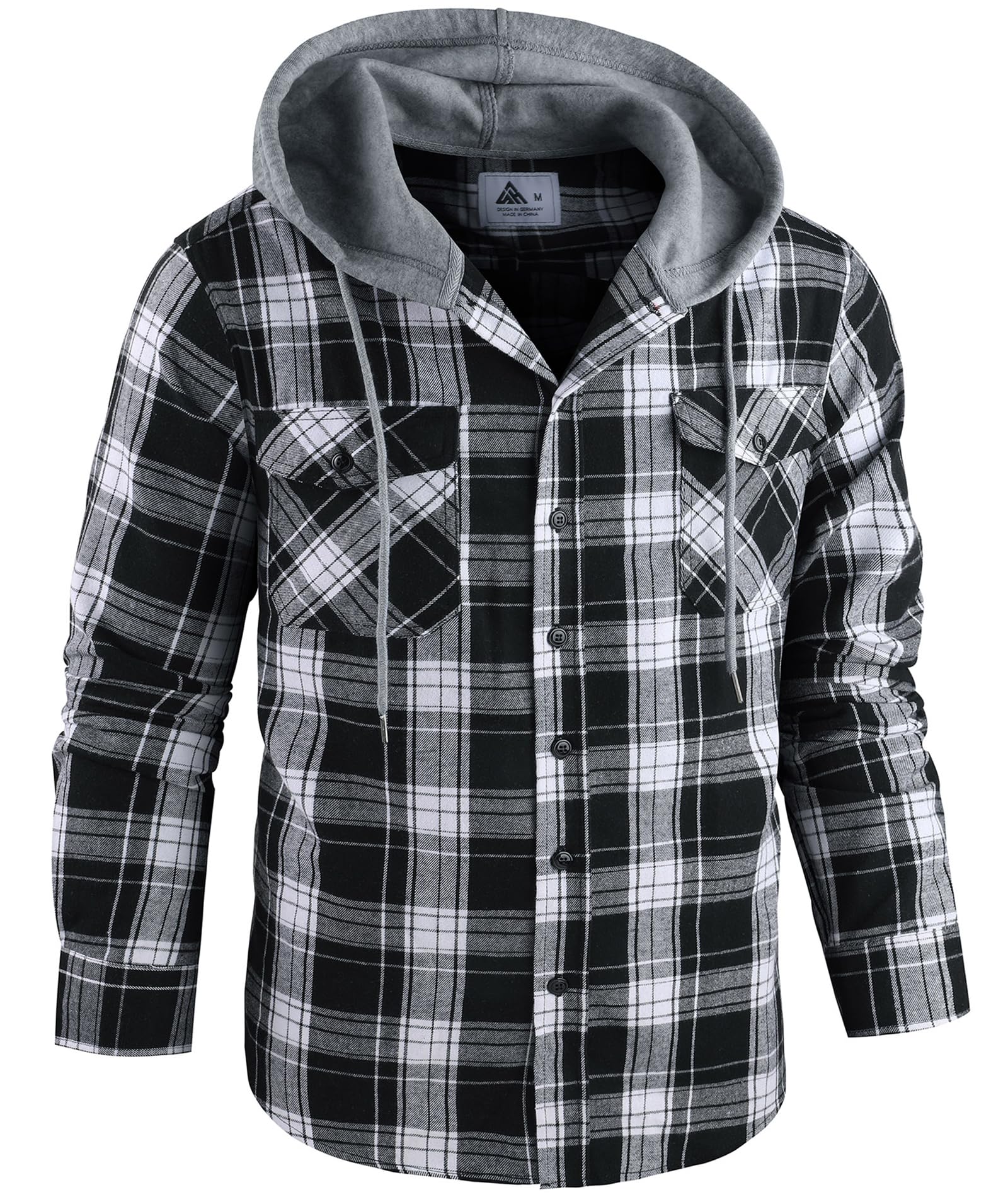 SwissWell Camicia Uomo Flanella Felpe Uomo Camicia a Quadri Manica Lunga Casual Camicia con Cappuccio M-3XL