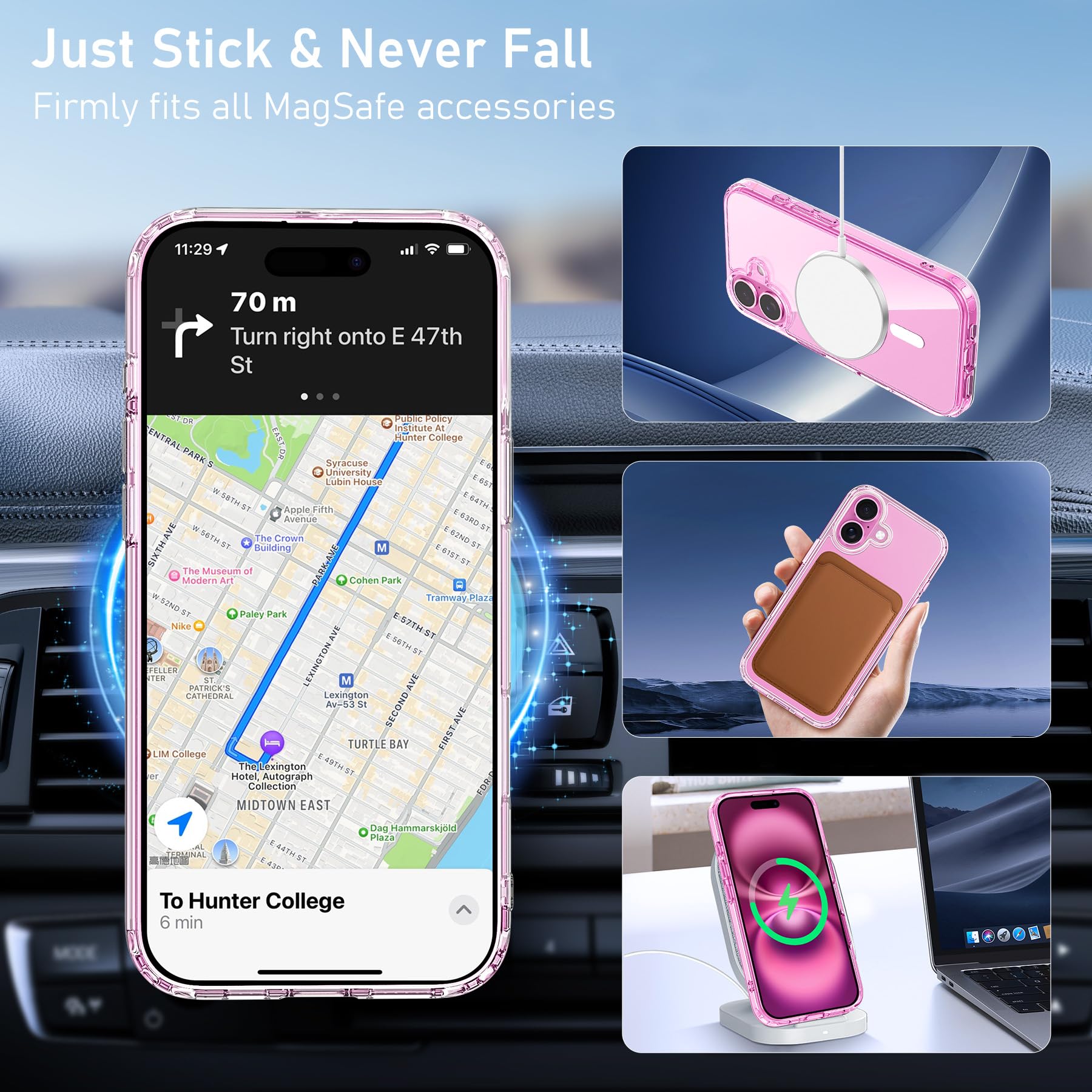 YisrLery Magnetica Cover Compatibile con iPhone 16 con 2 Vetro Temperato e 2 Vetro Fotocamera, Compatibile MagSafe Hard PC Anti-Graffio Protettiva Case Antiurto Bumper TPU Custodia 6.1" (Trasparente)