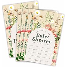 Wildflower Arch Baby Shower Invitations, Party Invites With Envelopes, New Born Baby, Parents To Be, Set of 25 Party Supplies & Decorations - 06