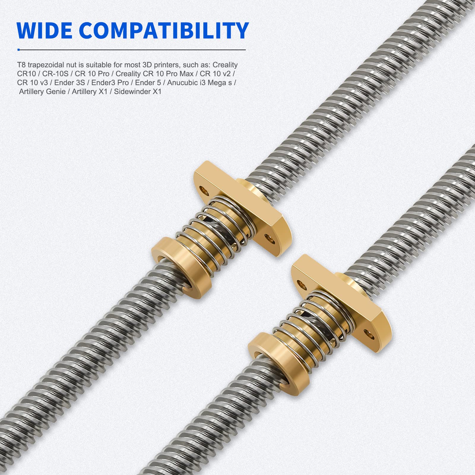 4 Dadi Anti-Ritorno T8 In Ottone Per Stampante 3D – Asse Z, 8mm, Silenziosi, Per Ender E CR