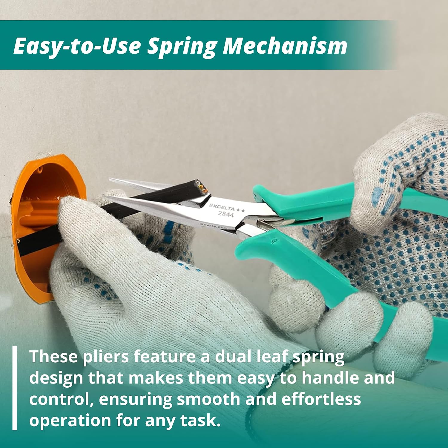 Excelta Stainless Steel Pliers, Gentle Spring Mechanism, Smooth Jaws, Ergonomic Anti-Static & Cushioned Grip, Precision Tool, 5.75" Length, Intermediate
