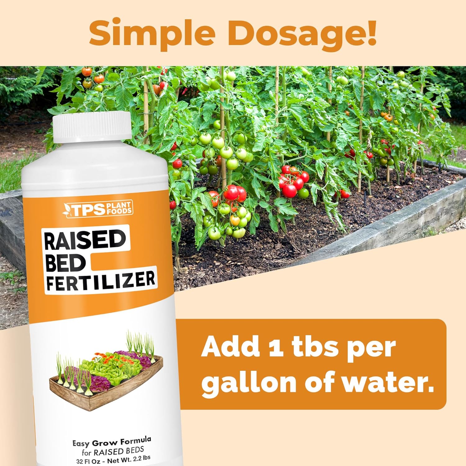 Raised Bed Fertilizer – Liquid Plant Food for Higher Garden Yields, Strong Root Development & Healthy Vegetable Growth, 32 oz