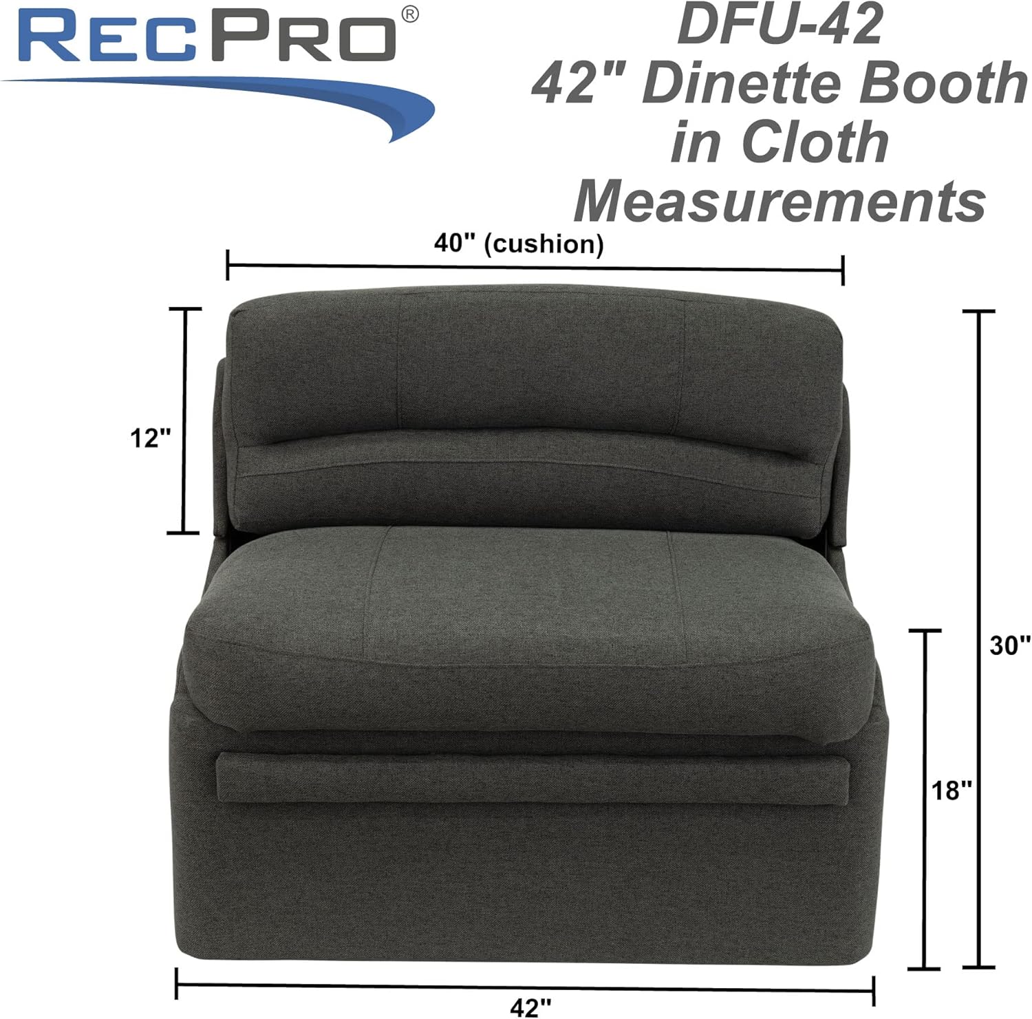 RecPro Charles 42" RV Dinette Booth with Storage | Cloth | Converts to Bed | RV Dining Room | RV Furniture (2 Booth, Fossil)