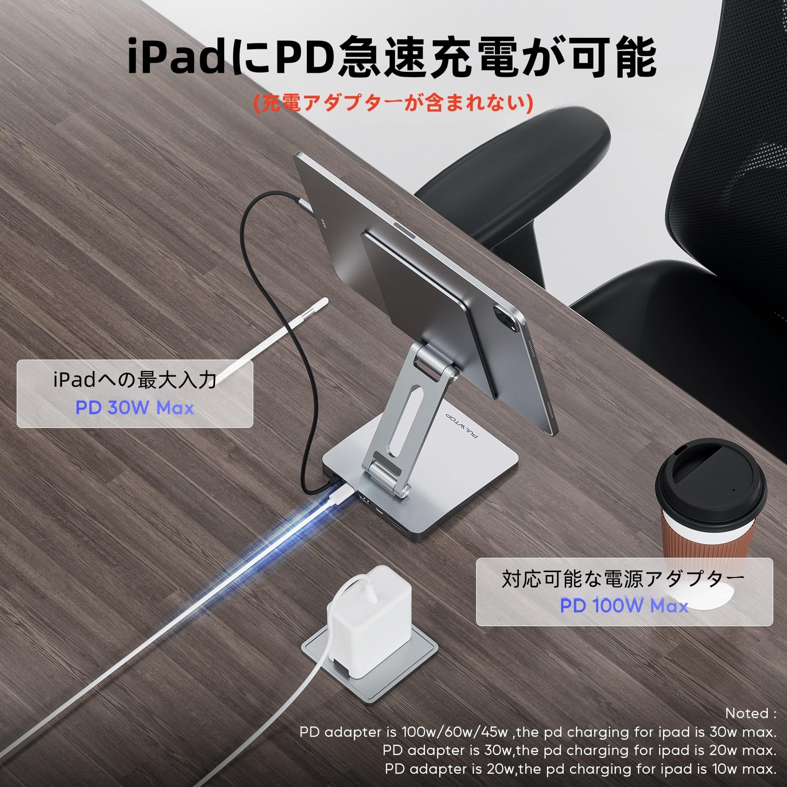 Amazon.co.jp: PULWTOP 6 in 1 iPad ハブ スタンド USB-C