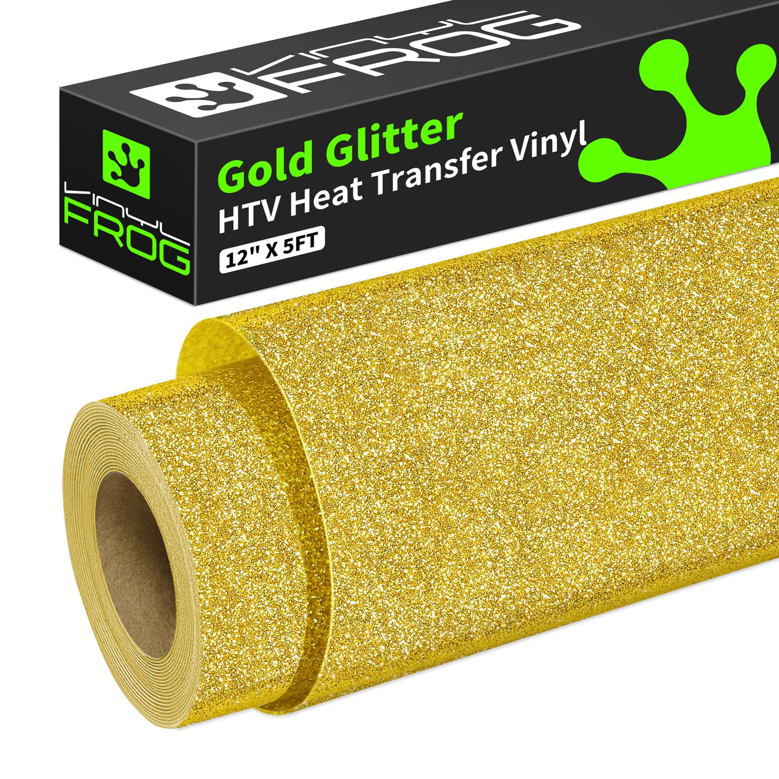 VINYL FROG 9.8inch by 60inch Gold Glitter Iron on Heat Transfer Vinyl Roll for T-shirt, Garments Bags and Other Fabrics(1.55mx25cm)-image-34