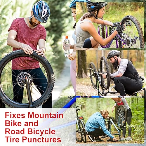 Miniatura 6 de Aracey Kit de reparación de neumáticos de bicicleta sin cámara, 20 tapones para neumáticos, tubo de almacenamiento, cápsula portátil, kit de