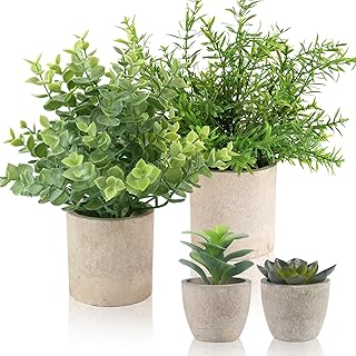 ALAGIRLS 4 Pack Small Fake Plants, 10