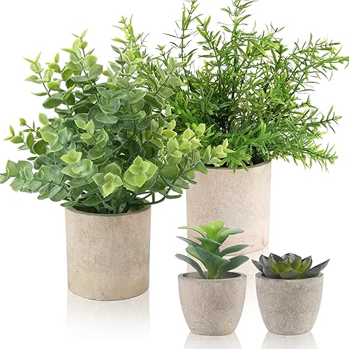 ALAGIRLS 4 Pack Small Fake Plants, 10" Artificial Plants Indoor