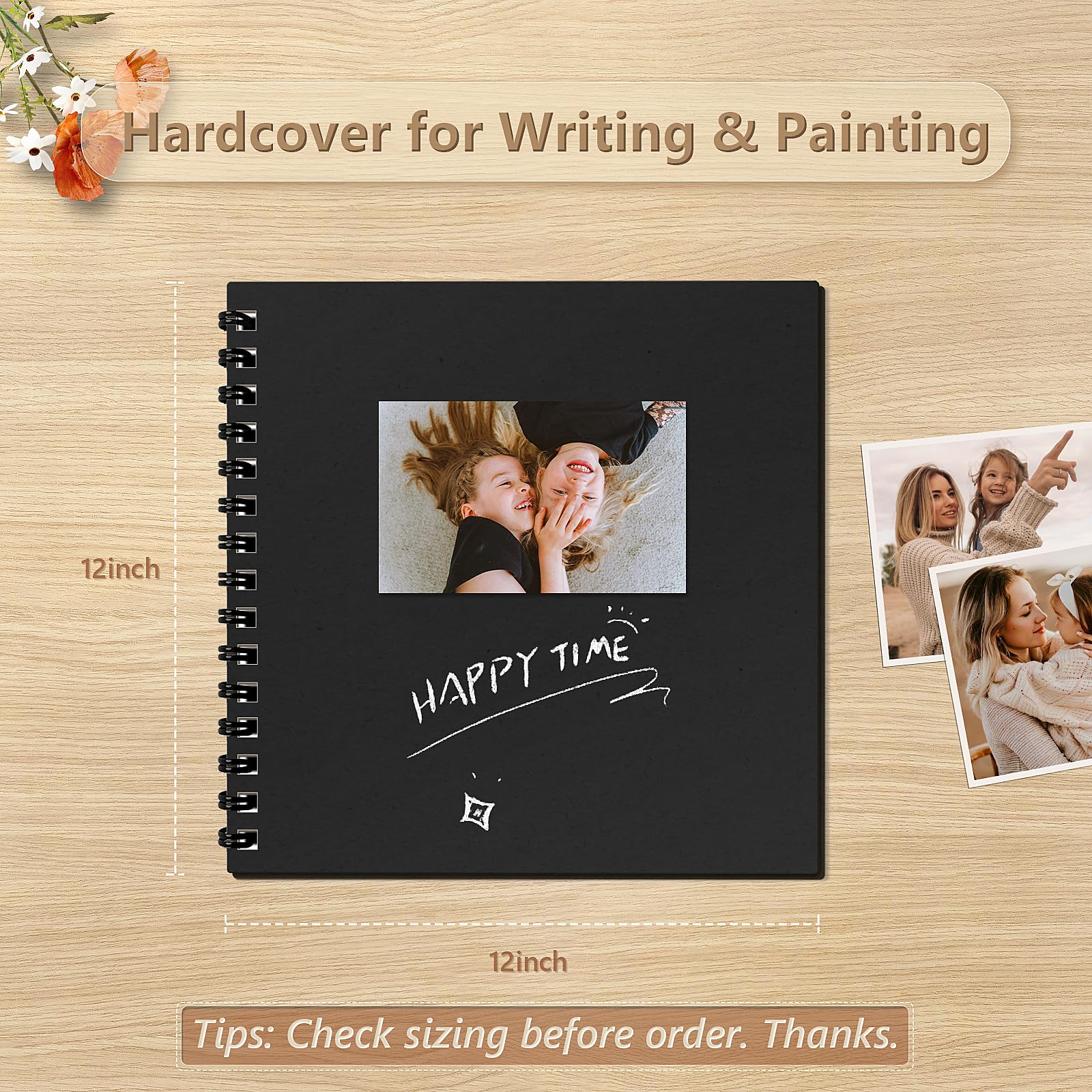 popotop Album fotografico da 30,5 x 30,5 cm, 60 pagine in carta kraft decorativa per foto da 10 x 15 cm, 15 x 17 cm, album fotografico fai da te, regalo per matrimoni, bambini, Natale, scuola