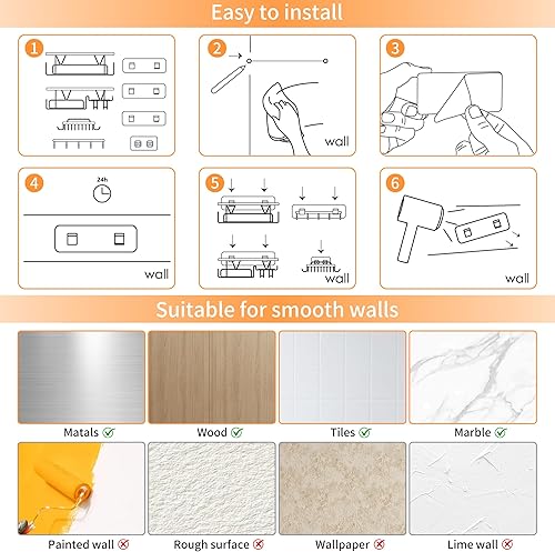 Miniatura 8 de KEGII Paquete de 4 organizadores de ducha adhesivos, organizador de ducha sin perforaciones con toallero, ganchos y soporte para jabón, estantes