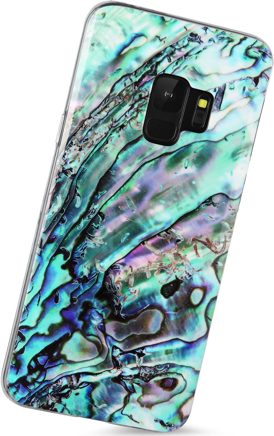 VIVIBIN Samsung Galaxy S9 Case Green Oyster Shell Design,Slim-Fit Scratch Resistant Shock Proof Flexible Glossy Soft Phone Case Cover for Galaxy S9 [5.8"](2018)