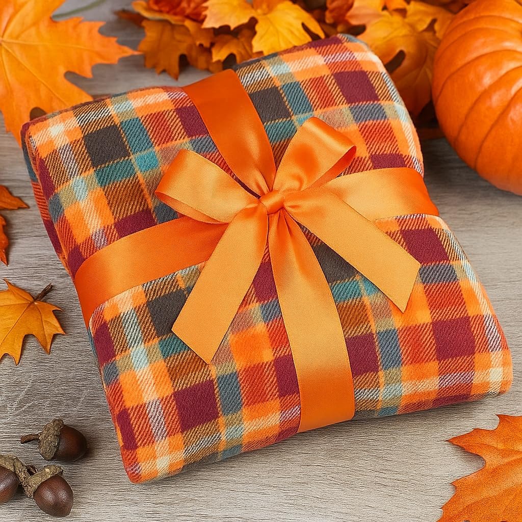 Winter Plaid Fleece Throw Blanket: Soft Plush Flannel Accent for Bed or Couch Orange, Teal Burgundy 50 x 70 inches - Image 4