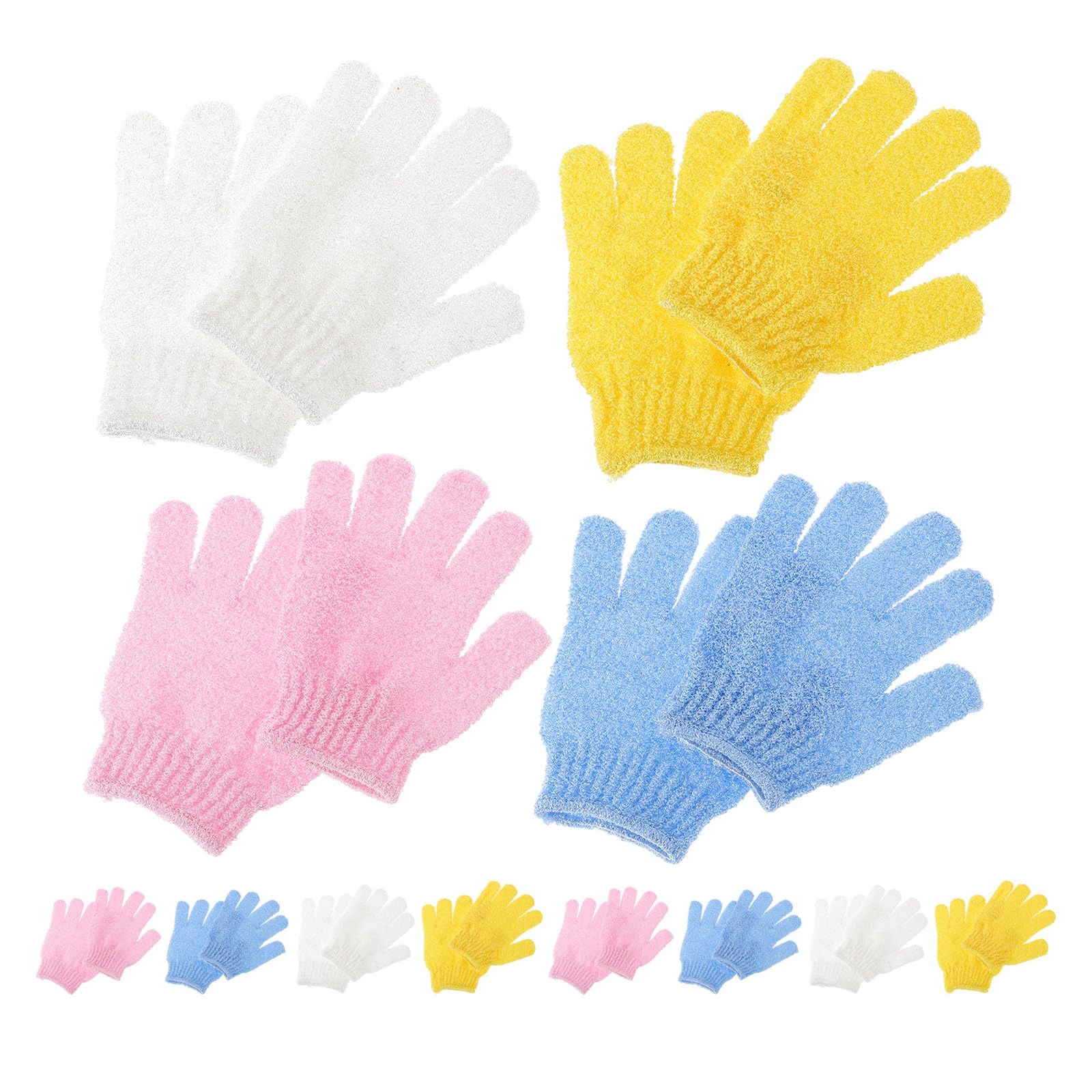 Gatuida 16paia Guanti Esfolianti per Bagno Guanti Cinque Dita Esfolianti per Corpo Guanto da Doccia in Nylon per Pulizia della Guanto da Lavaggio Spa