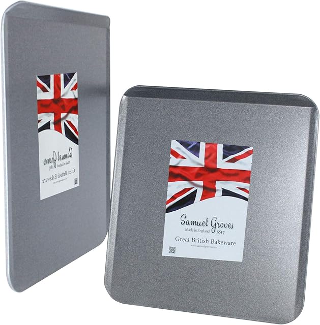 2X 33cm Slide Off Baking Cookie Trays Non Stick Made in England