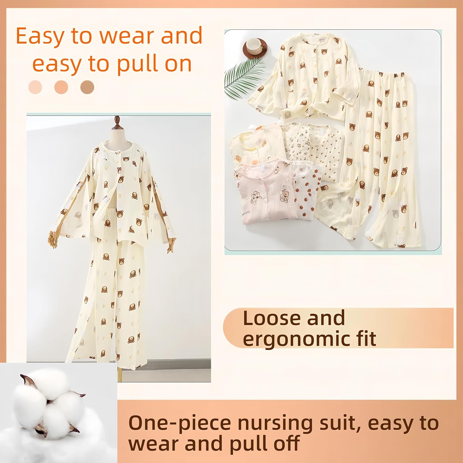 Women's bedridden Patient Clothing, Disability Clothing easy-to-wear with fractures