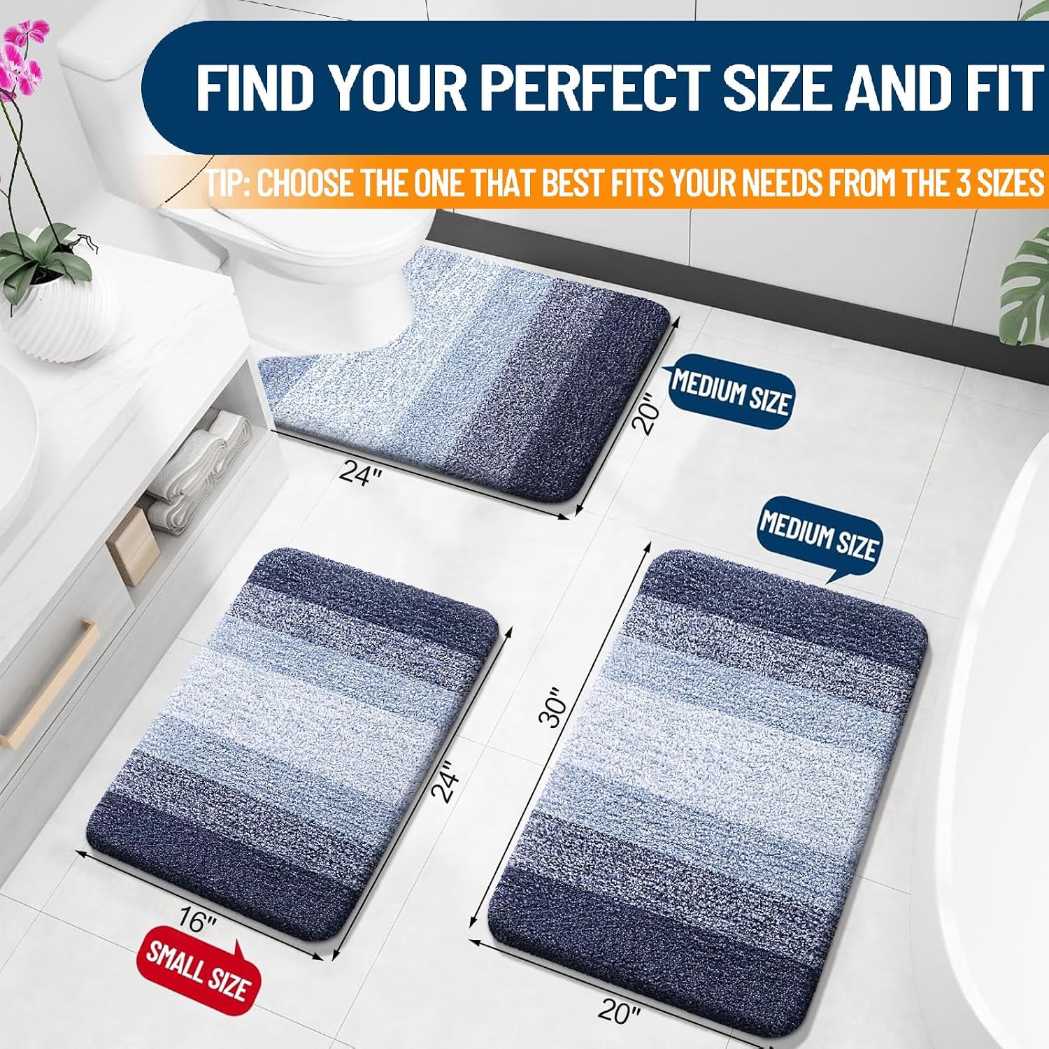 OLANLY Large Bathroom Rugs 50x30, Extra Soft Absorbent Microfiber Bath Rugs image 2