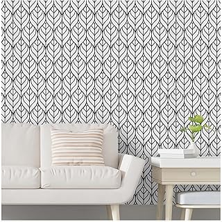 SUNBABY Black and White Peel and Stick Wallpaper: Removable Wallpaper for Cabinets Self-Adhesive Wallpaper Decorative Wall...