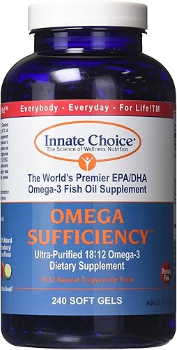 Innate Choice - Cápsulas de aceite de pescado, Omega Sufficiency por Innate Choice, fresa y lima 240 cápsulas