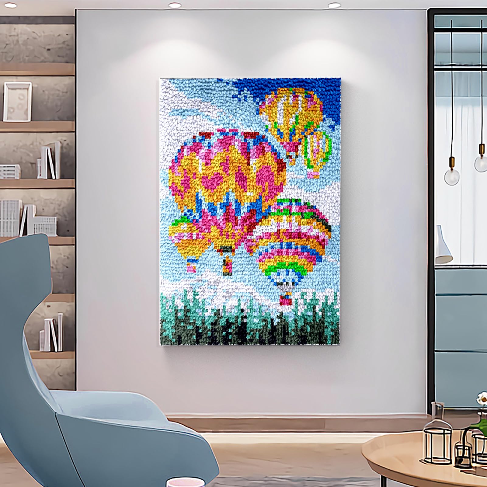 RxiBeFuw Dywan do samodzielnego wiązania, zestaw do wiązania, zestaw dla dorosłych i dzieci, 55 x 75 cm