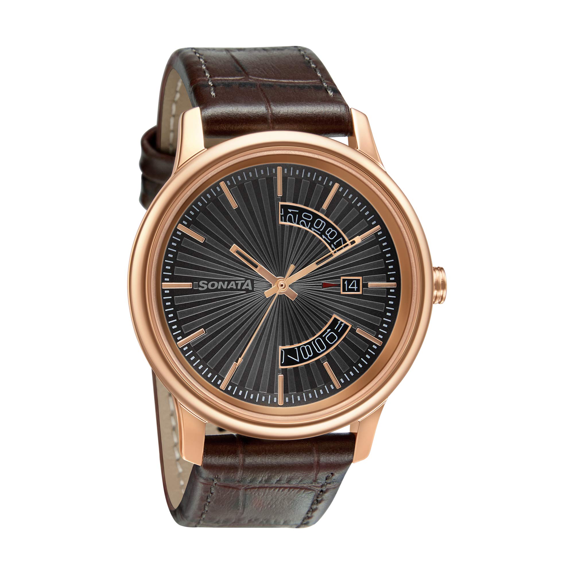 Sonata Quartz Analog with Date Grey Dial Leather Strap Watch for Men-NR7134WL02 (B08Z6X5JRL) Amazon Price History, Amazon Price Tracker
