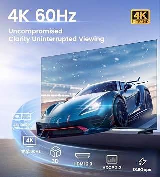 NEWCARE 4K@60Hz HDMI Splitter 1 in 3 Out with 4Ft HDMI Cable &Power Adapter