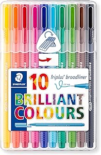 Caneta Triangular 0.8mm, Staedtler, Broadliner Triplus, 338 SB10 02, 10 Cores