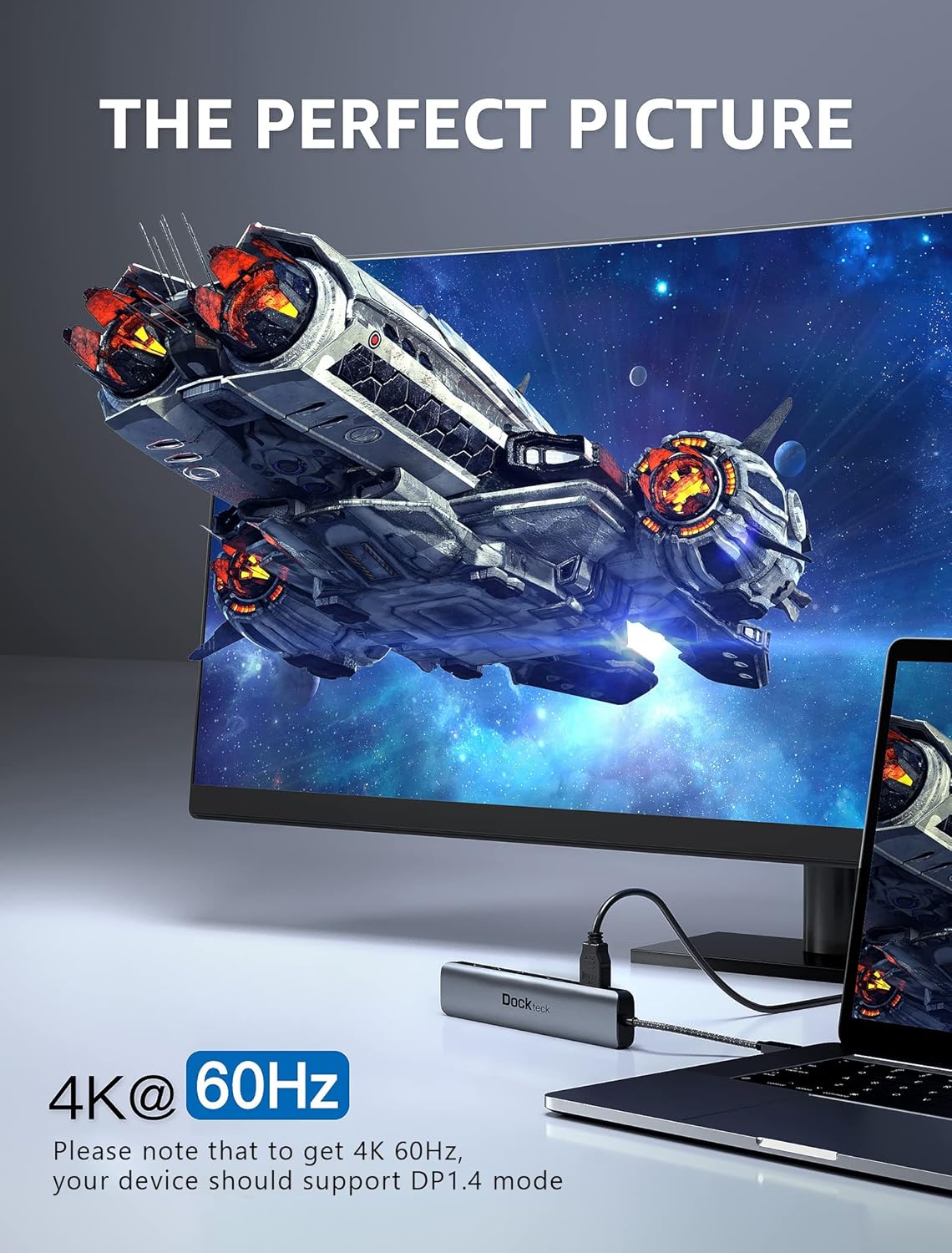 Dockteck 7-in-1 USB C Hub Bundle with CableCreation 5 in 1 USB-C Adapter Hub 4K@60Hz, Aluminum