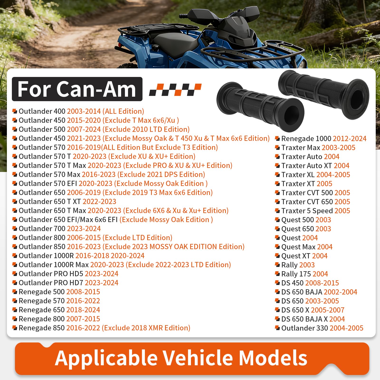 Amazon.com: Handlebar Grips for Can-Am DS Outlander Renegade Quest