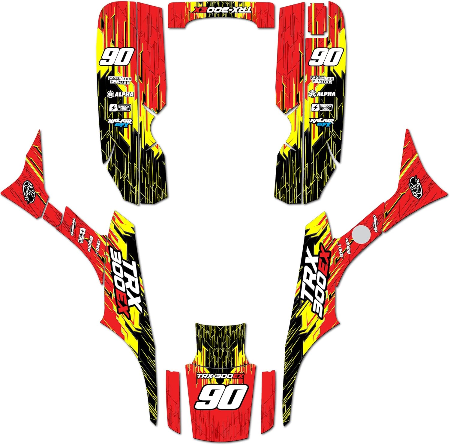 Graphics Kit for Honda TRX 300EX (1993-2006) Fracture Series Blue 16 Mil - On/Off The Road - ATV UTV Dirt Bike Stickers, Quad Dirtbike Racing Decal Automotive Accessories no-Plastics