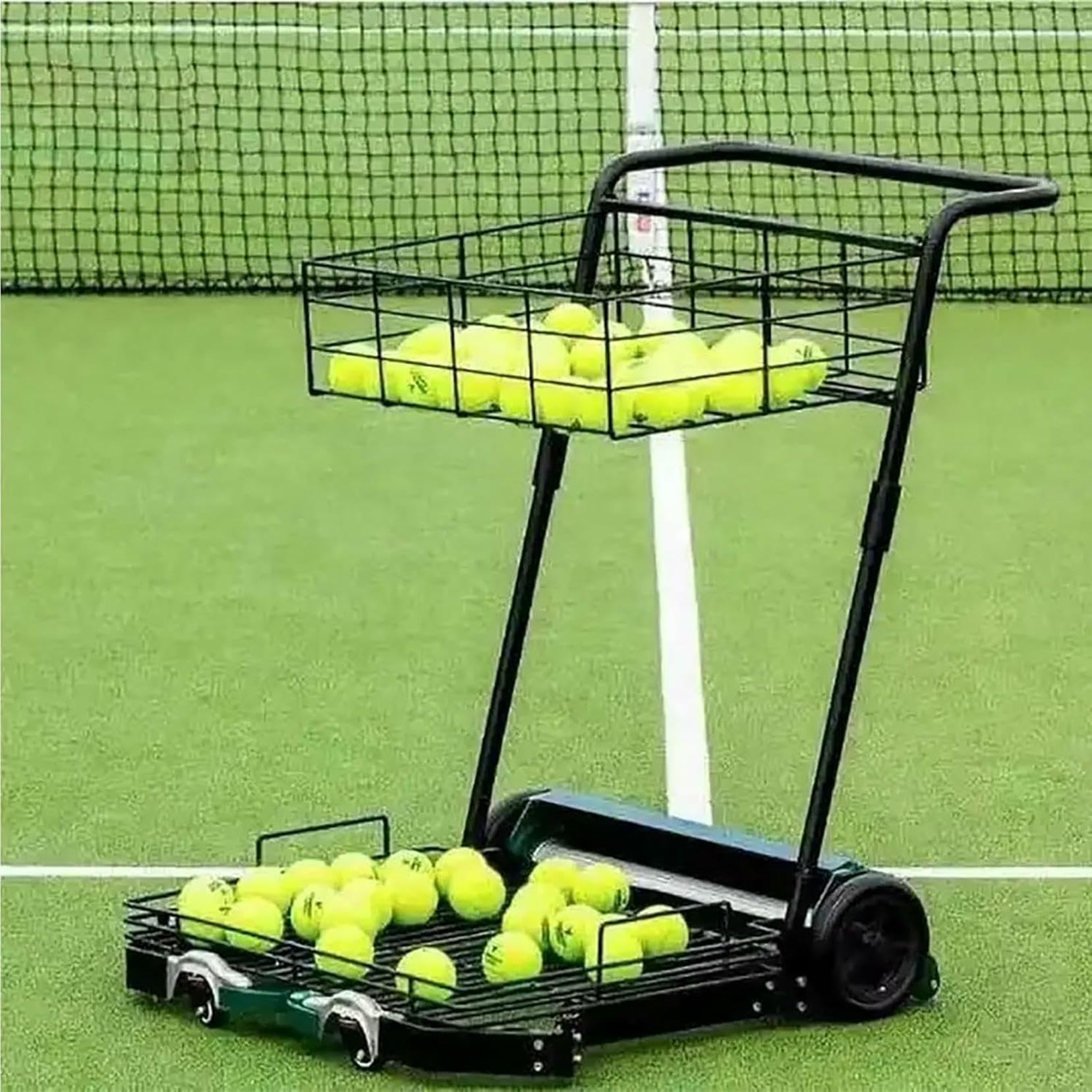 Carrello automatico per raccogliere palline da tennis, contiene 300 palline per un allenamento efficiente in palestre e impianti sportivi