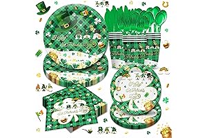 St Patrick's Day Party Supplies - Green Shamrock Tableware Serves 24