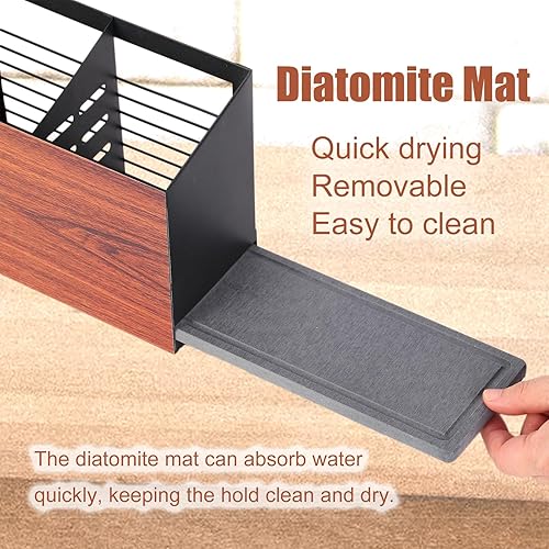 Miniatura 2 de Organizador de Utensilios Grande de Hierro con 3 Compartimentos para Encimera o Pared, Almacenamiento de Utensilios de Cocina (Negro)