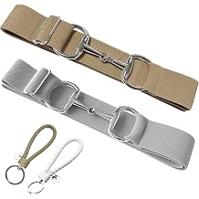 Huaerle 1.5 inch Elastic Equestrian Belt with Bit Buckle and Leather Key Strap