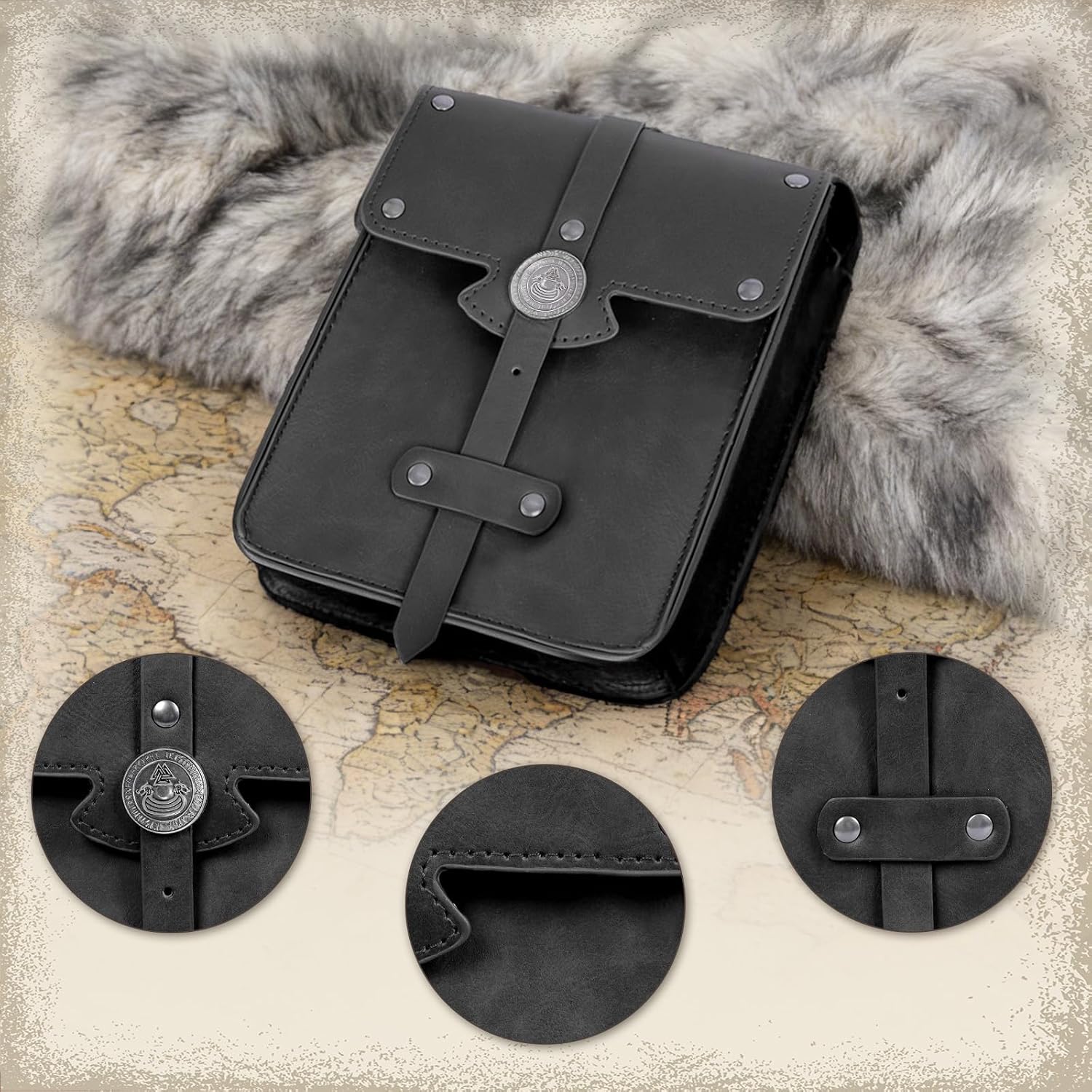 Renaissance Pirate Sword Belt Pouch Set - Medieval Costume Accessories with Sword Holster Frog Viking Horn Holder Skirt Hike