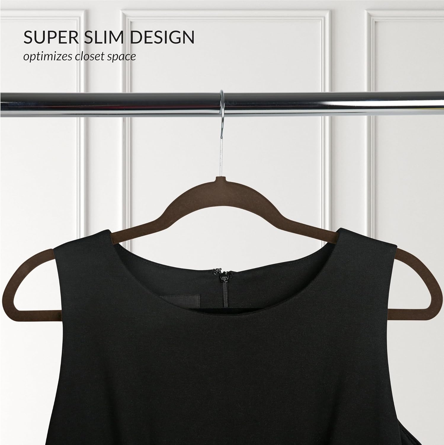 Simplify Slim Velvet Clothes Hangers | 50 Pack | Non-Slip | Shirts | Suit | Pants | Dresses | Garments | Closet Storage & Organization | Durable | Chocolate