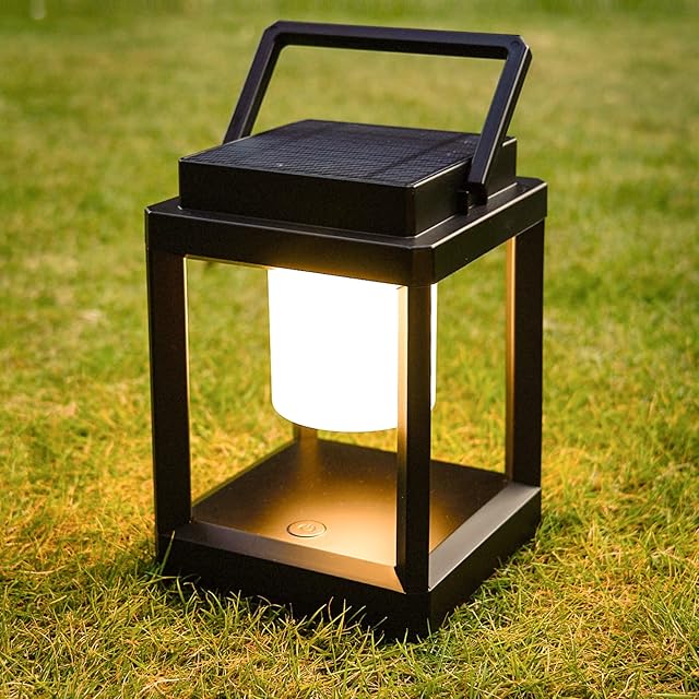 Outdoor Table Lamp,Rechargeable Lamp Solar Lantern-Touch Control Lantern Rechargeable in-Door Lanterns,3-Level Brightness LED Lantern ,Solar Lamps Outdoor Waterproof Lamp for Camping (Square)