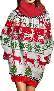 Jumppmile Womens Ugly Christmas Xmas Santa Funny Oversize Sweater Dress