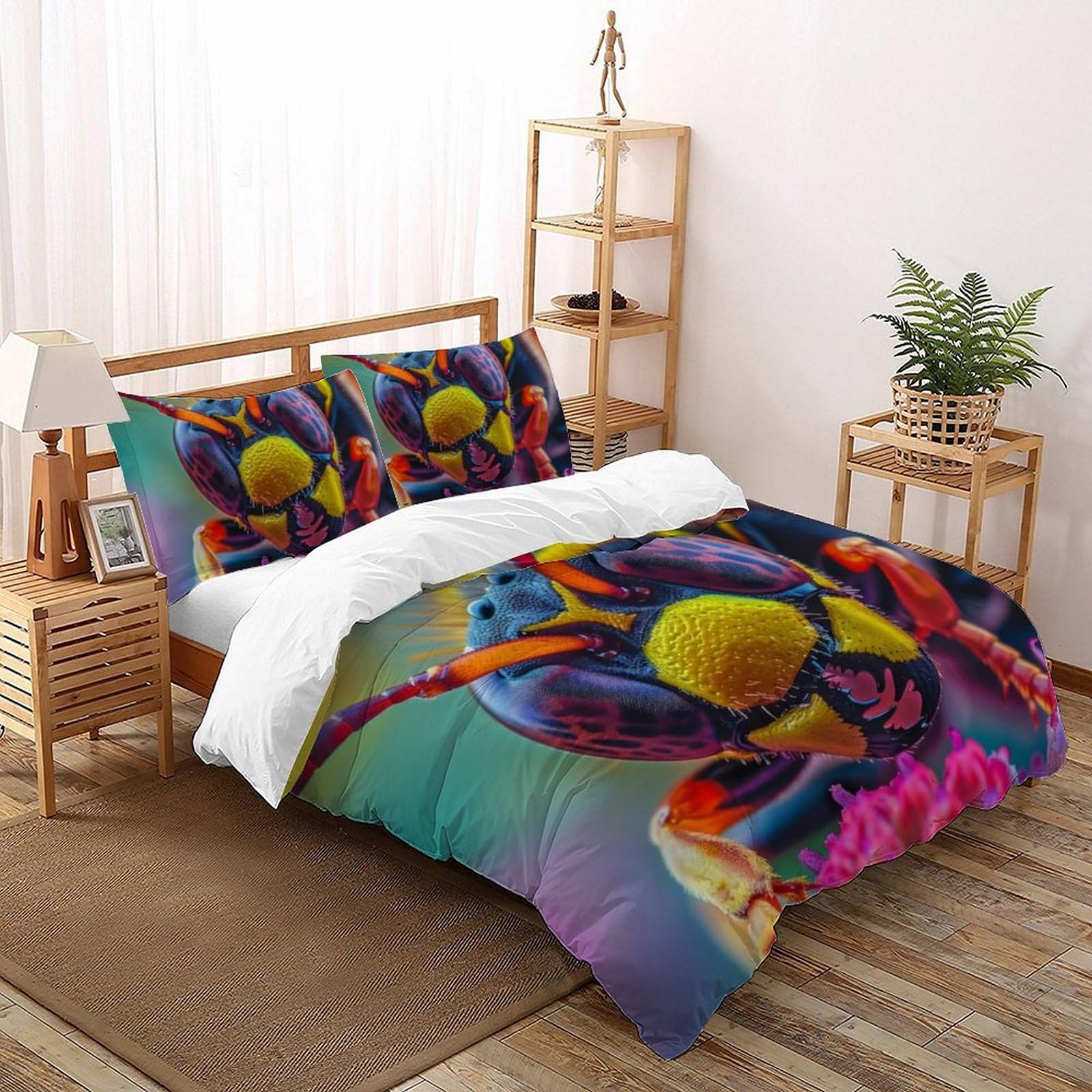 Housse de couette abeille 220x240 en microfibre pour lit de garçon