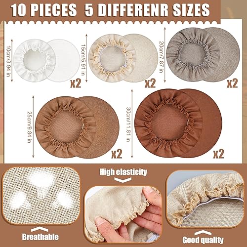 Miniatura 6 de Patelai 10 fundas reutilizables para tazones en 5 tamaños, tela elástica, fundas elásticas para tazones de almacenamiento de alimentos, tapas de