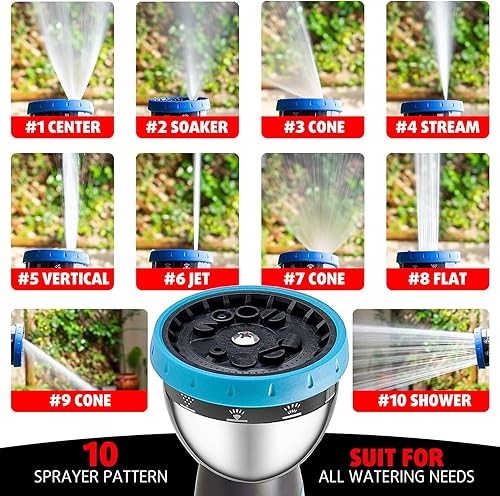 Miniatura 4 de Boquilla de manguera de jardín, boquilla rociadora de manguera de agua duradera de alta presión con 10 patrones para regar plantas, lavar autos,