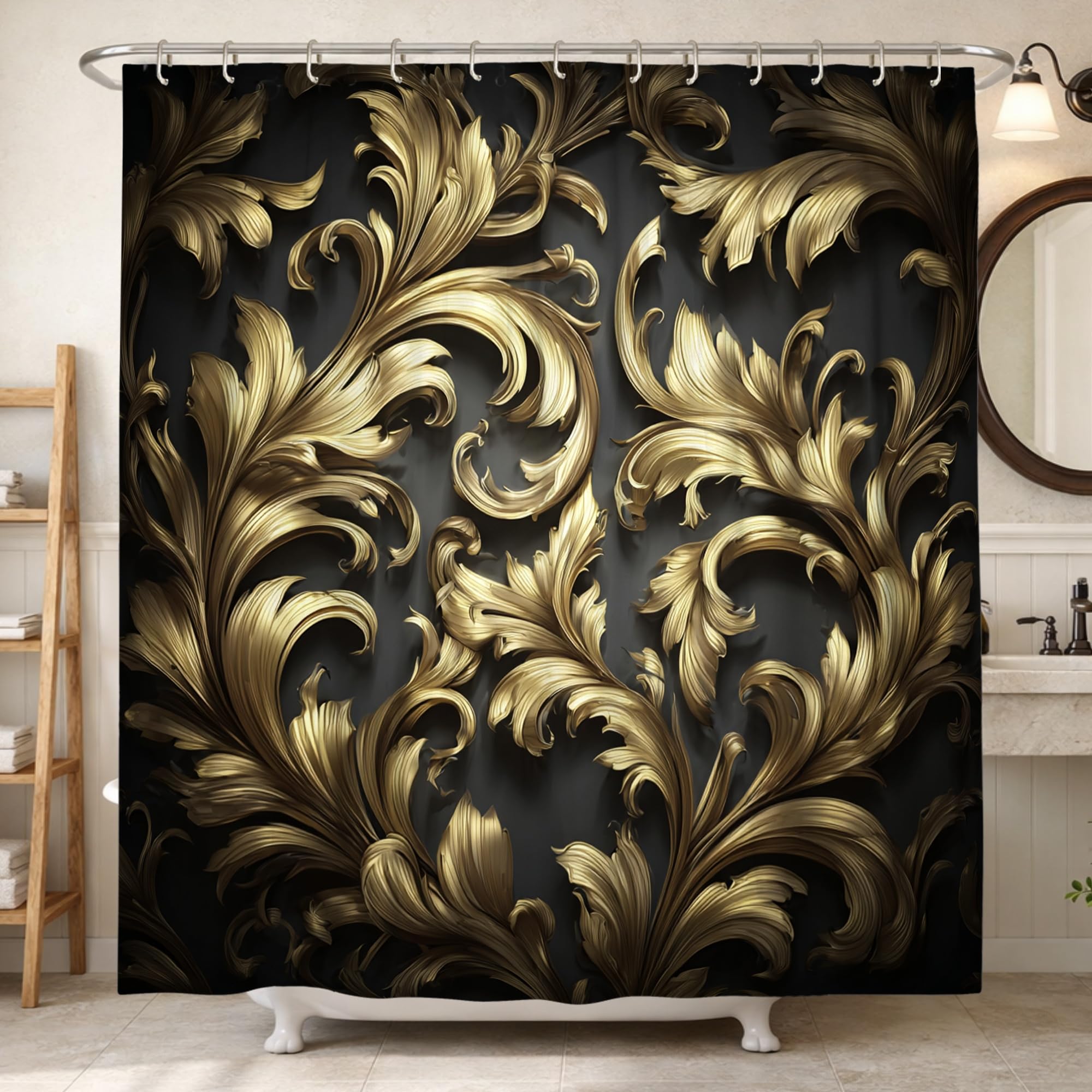 Rideau de douche baroque élégant 183x183 en tissu pour décoration de douche
