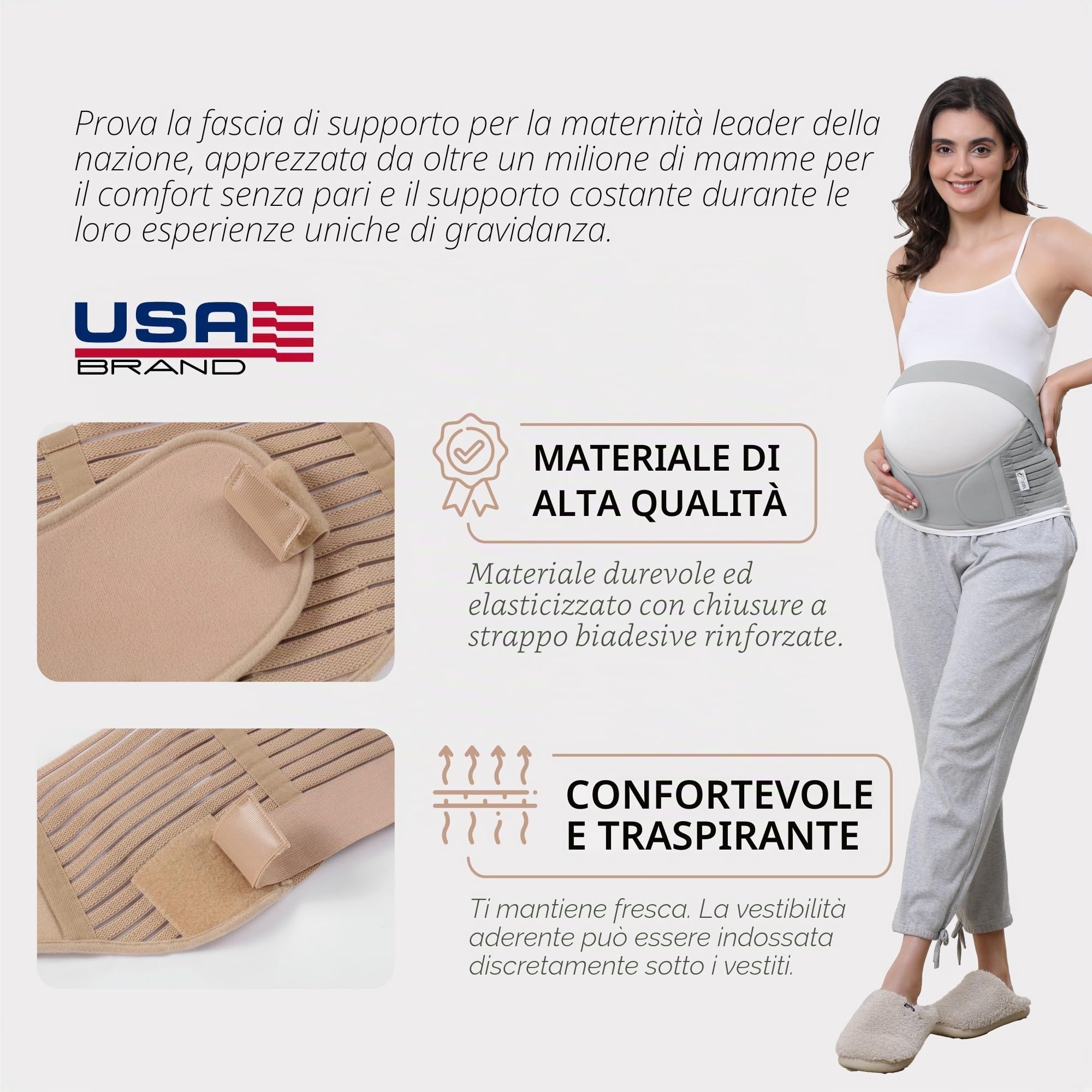 NEOtech Care - Fascia per maternità - Supporto per la gravidanza - Cintura vita/schiena/addome (Grigio, XL)