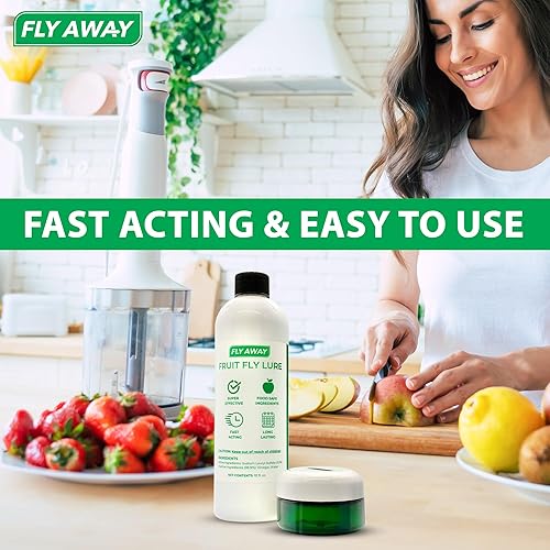 Miniatura 2 de Fly Away - Kit de trampa para moscas de la fruta: 3 trampas reutilizables para moscas de la fruta para interiores + 12 oz. Cebo líquido. Acción