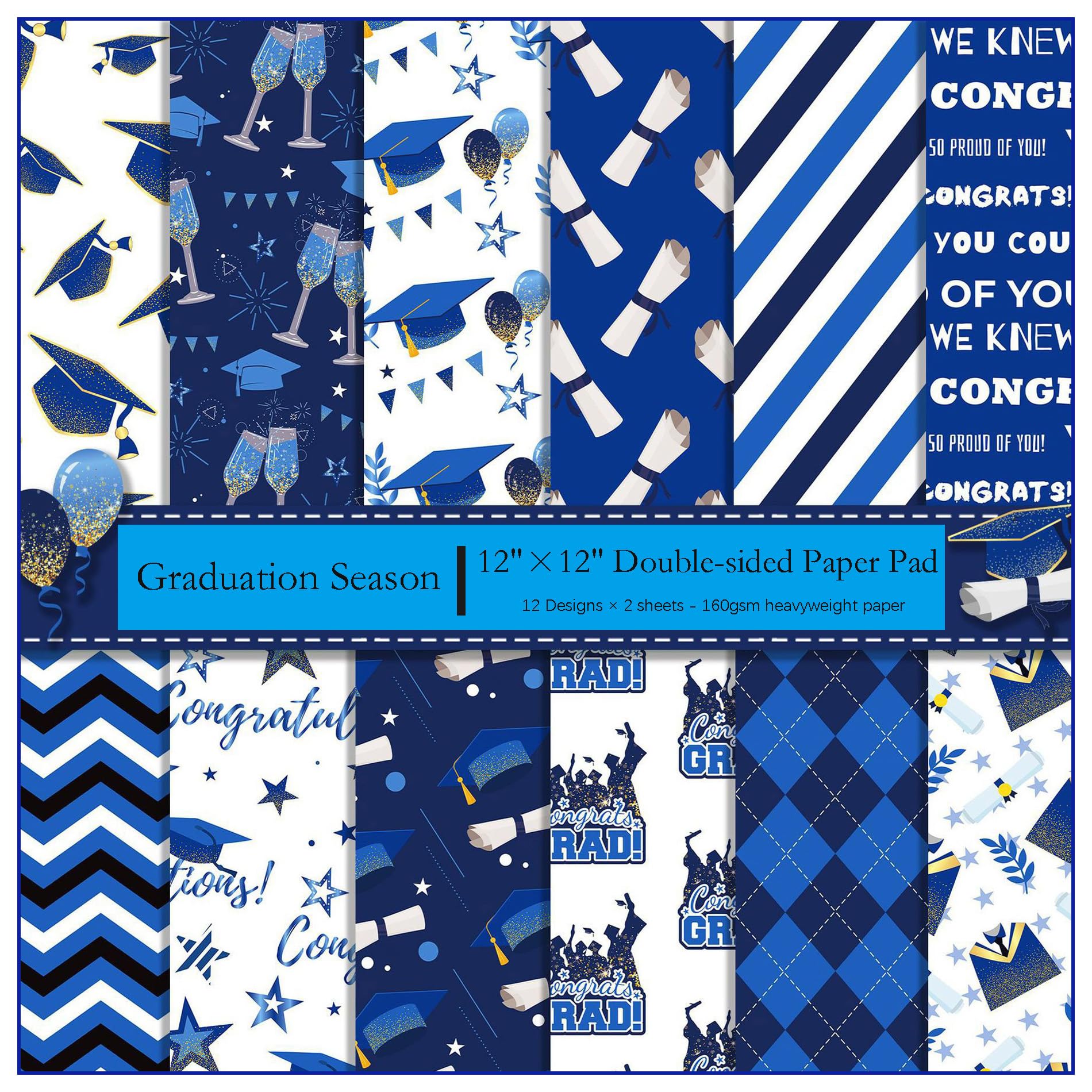Papier do scrapbookingu, 12"x12", 24 arkusze papieru kartonowego, dwustronny papier do wzorów, 160 g/m2 papier dekoracyjny o dużej gramaturze(1)