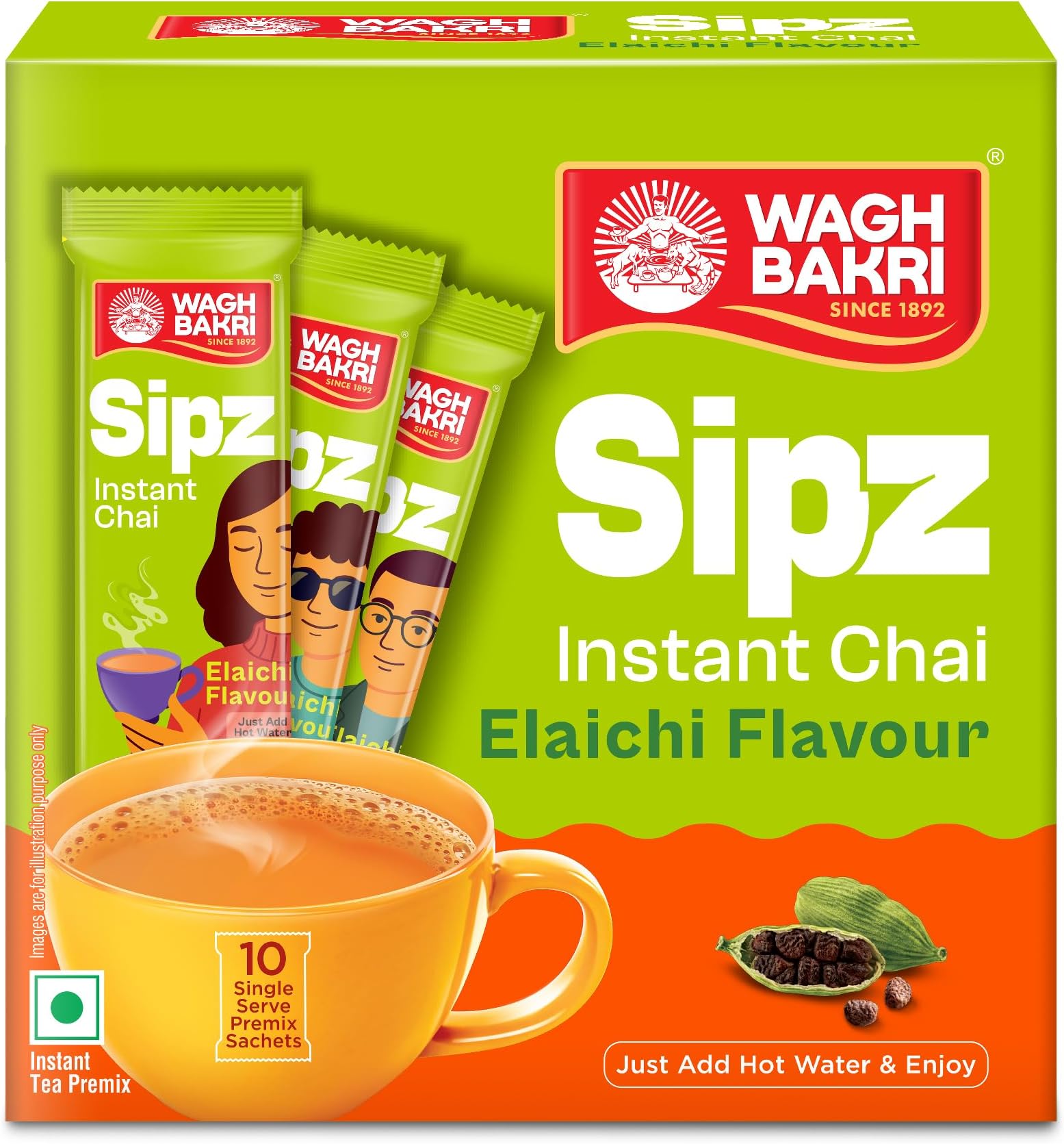 Wagh Bakri Elaichi Instant Chai Tea Premix Powder, 140 gm